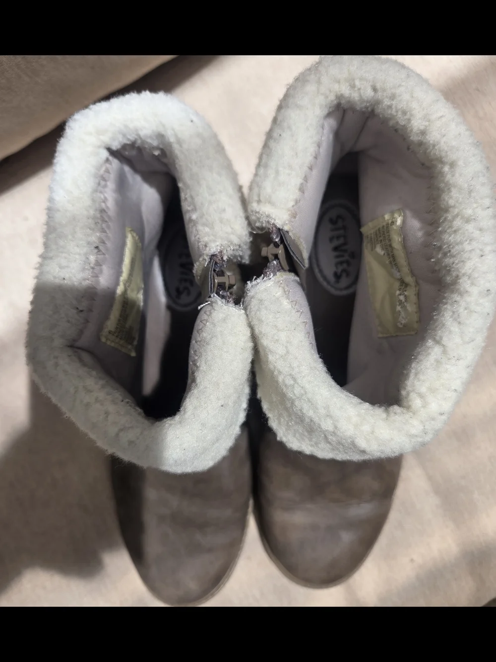 Target Women's Faux Fur Lined Taupe Ankle Boots Buckle Side Zip Size 6